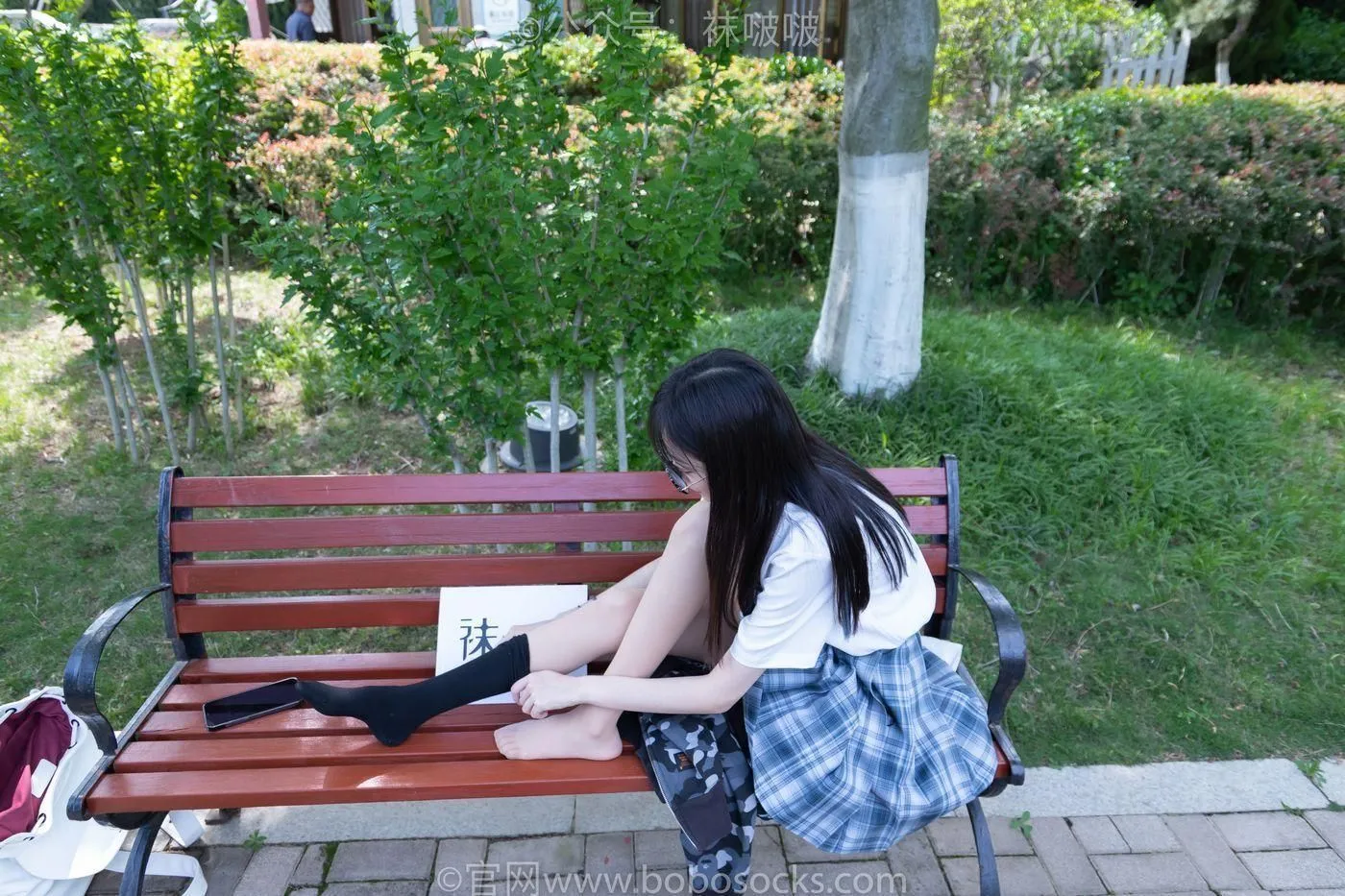 [BoBoSocks袜啵啵]NO.007 稚予-JK制服、皮鞋、黑色中筒棉袜、肉丝 [143P]插图6